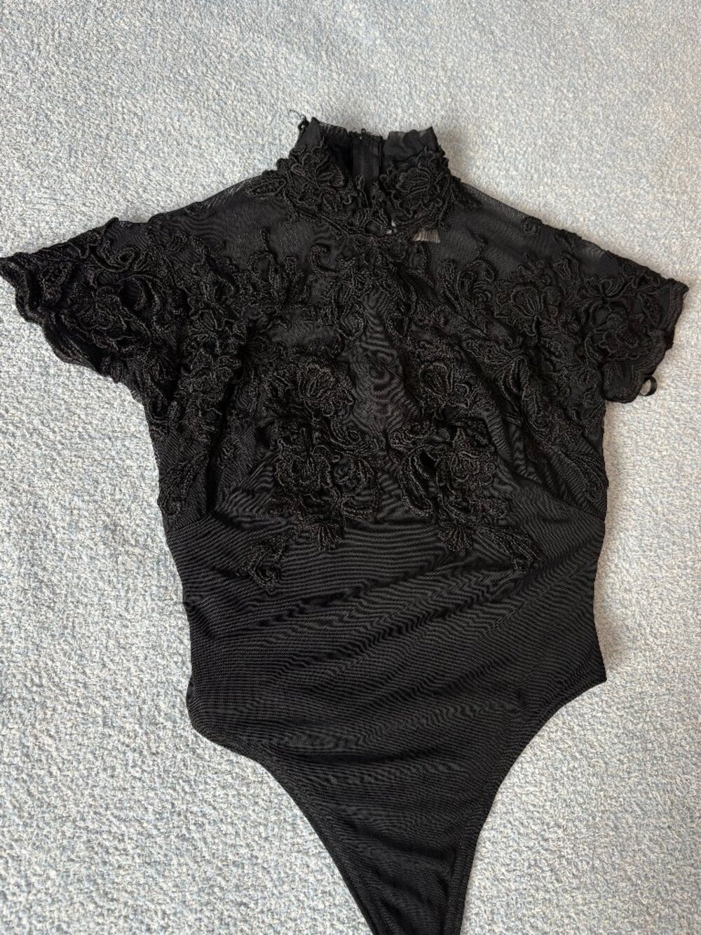 Tadashi Black Lace Mesh Top | Size Small